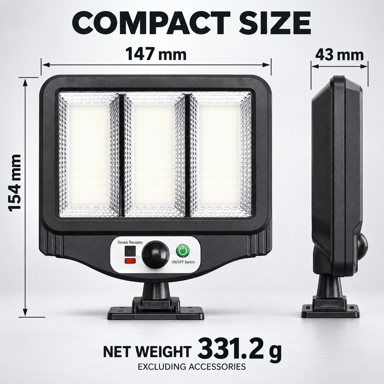 Solar Powered Rechargeable Motion Sensor LED Work Light 1500mAh For Auto W780 3 2 Hour photo 2