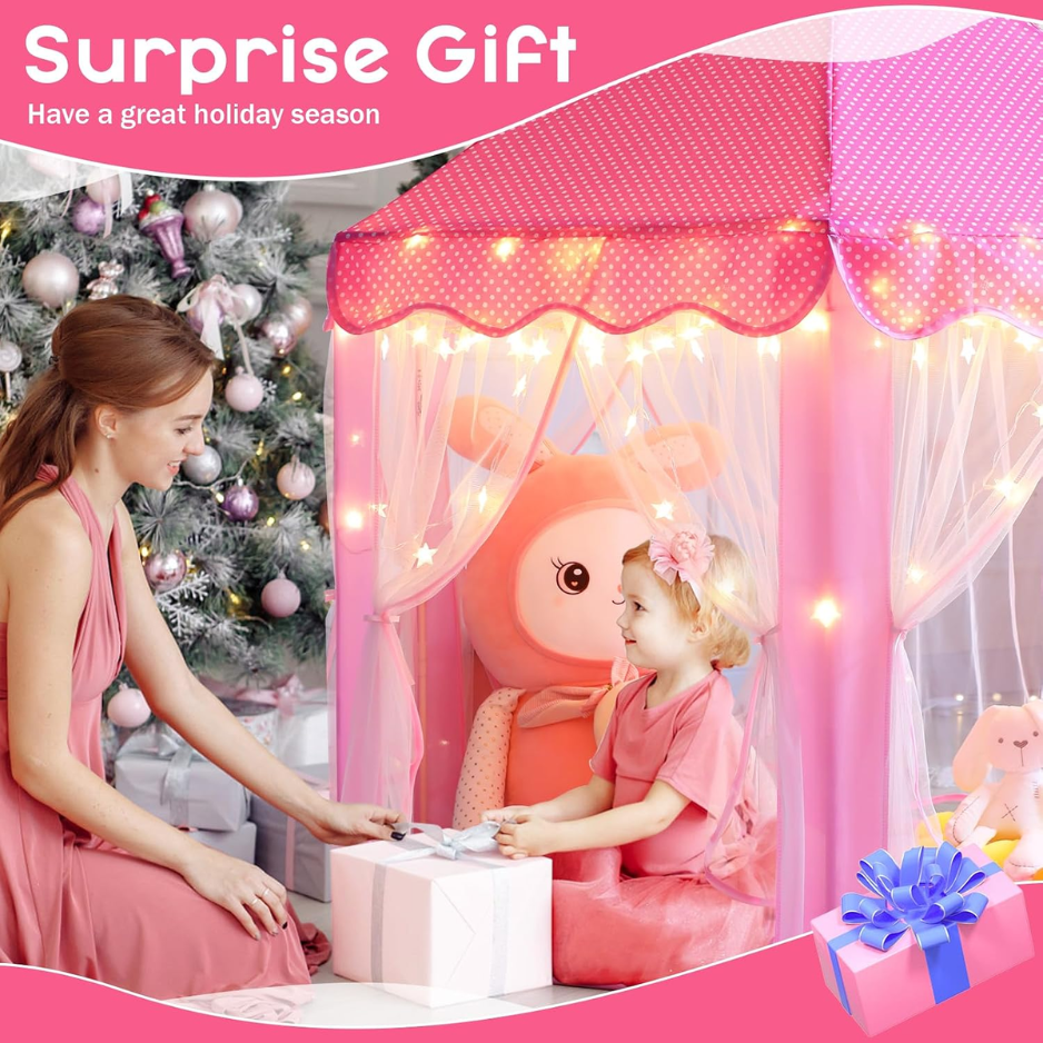 Princess Tent Girls Large Playhouse Kids Castle Play Tent With Star Lights Toy For Children Indoor And Outdoor Games, 55 X 53 In photo 6