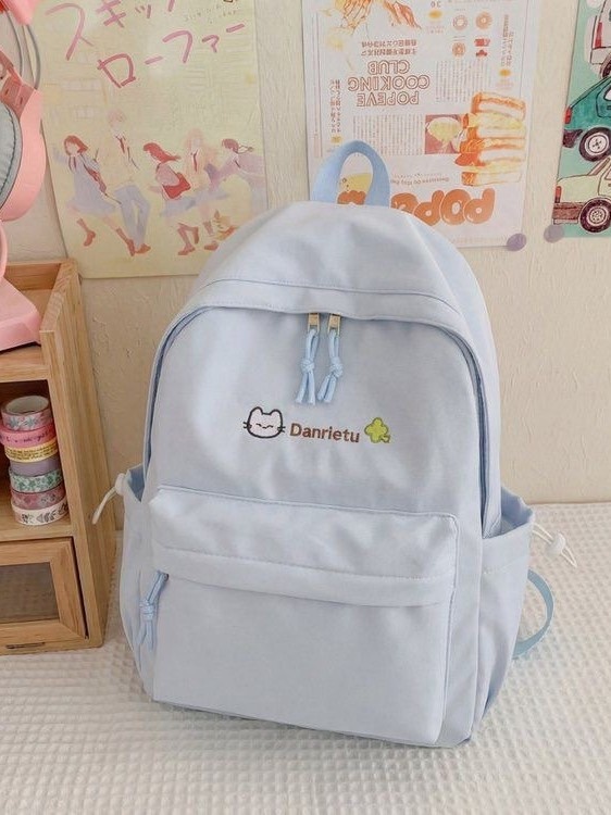 Japanese Solid Color College Student Backpack Female 2026 New Lightweight Junior High School Student Backpack Short Distance Travel Backpack - Light Blue photo 4
