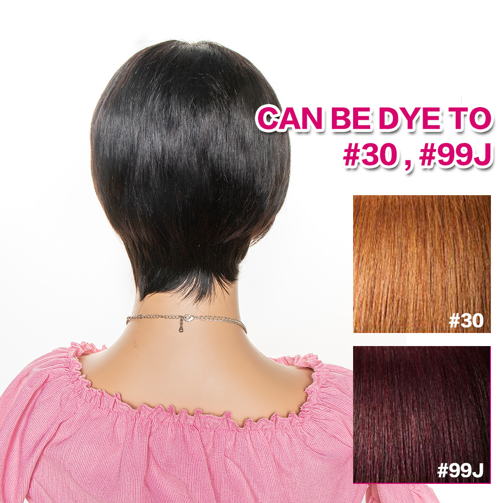 Short Pixie Cut Human Hair Wig With Bang photo 4