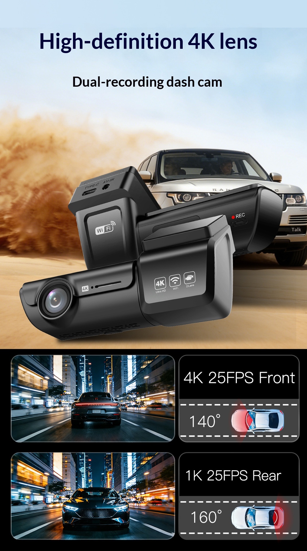 HD WiFi Dash Cam For Cars, High Definition Vehicle DVR Recorder photo 5