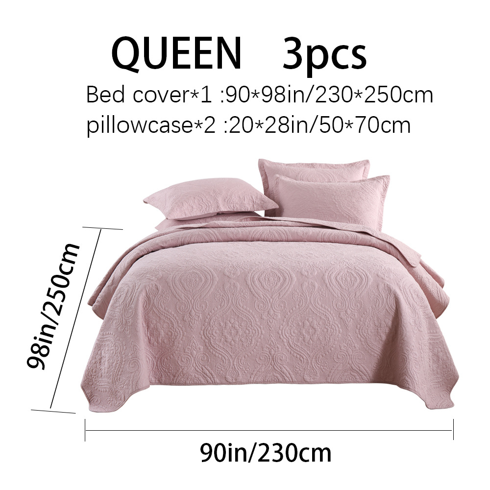 3-Piece Damascus Quilted Bedspread Set  Embossed Quilting Cotton Filled Reversible Coverlet Skin-Friendly Soft Breathable Non-Slip Anti-Wrinkle No Static Electricity All-Season  Lightweight Bedding photo 4
