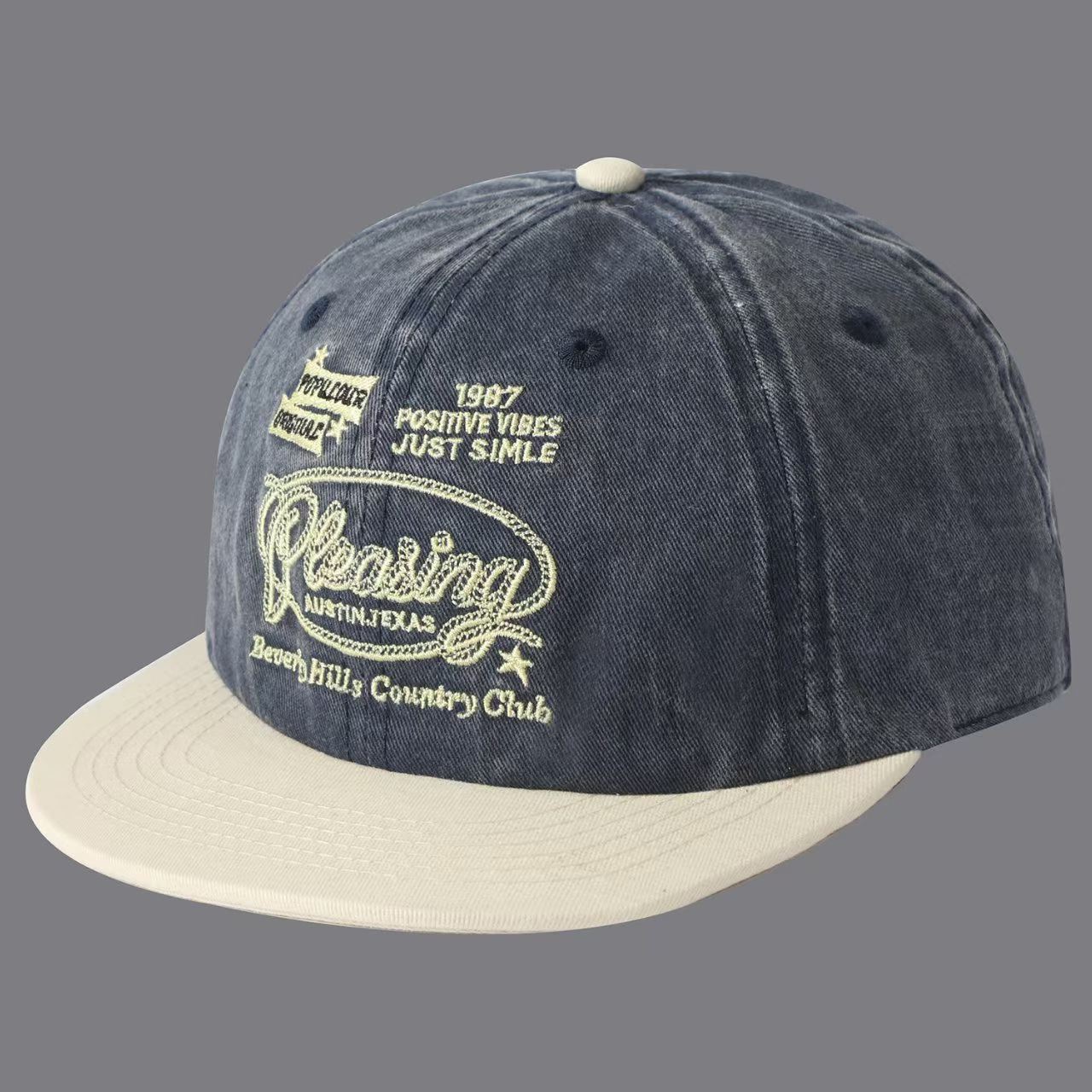 Color-matched Embroidery Letters 1987 Flat-brim Baseball Cap, Suitable For Both Men And Women, Suitable For Daily Work, Commuting To School Or Other Outings. photo 2