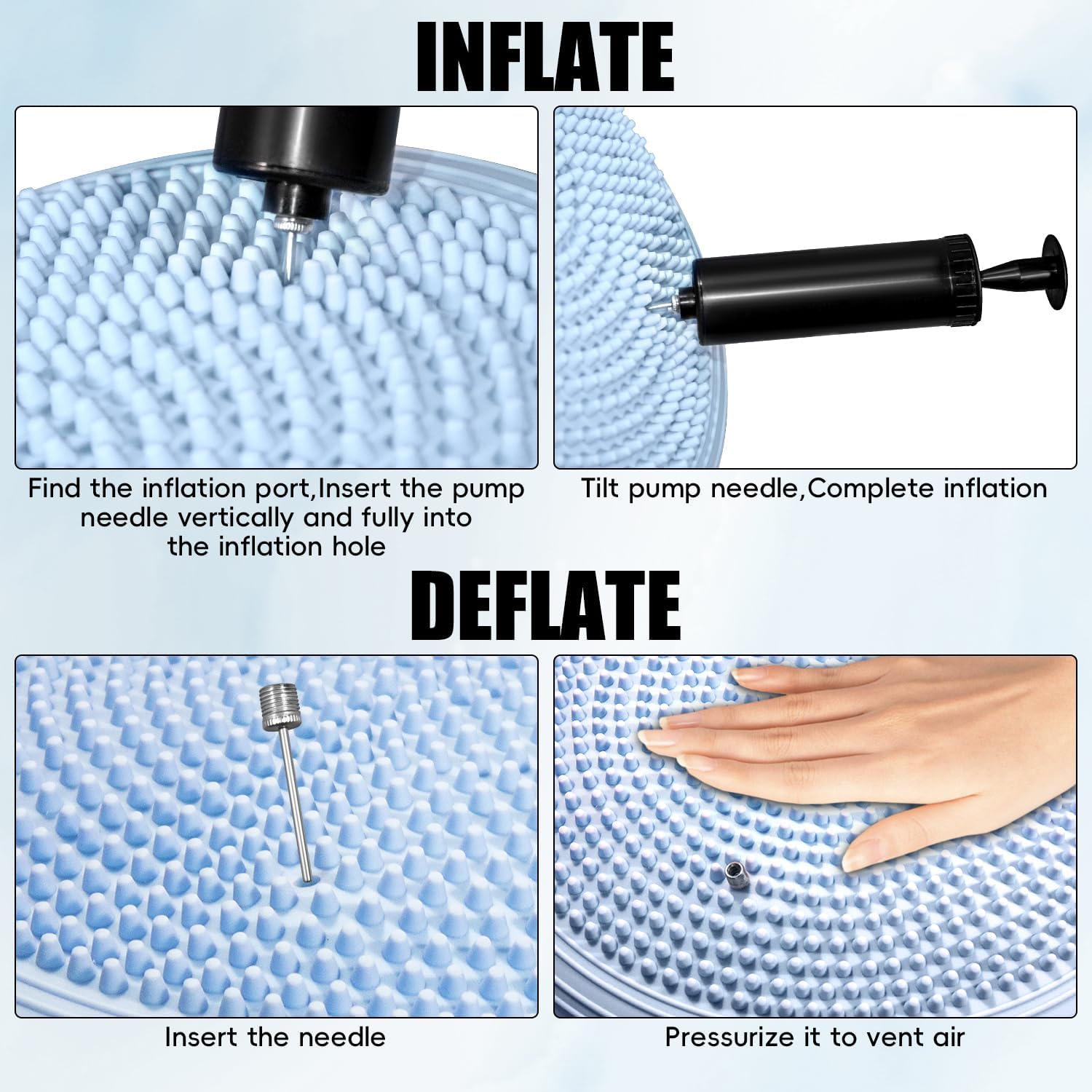 Women's Odorless Wear Resistant PVC Yoga Balance Pad, Inflated Wobble Cushion & Balance Disc With Free Air Pump For Core Strengthening, Posture & Home Fitness photo 6