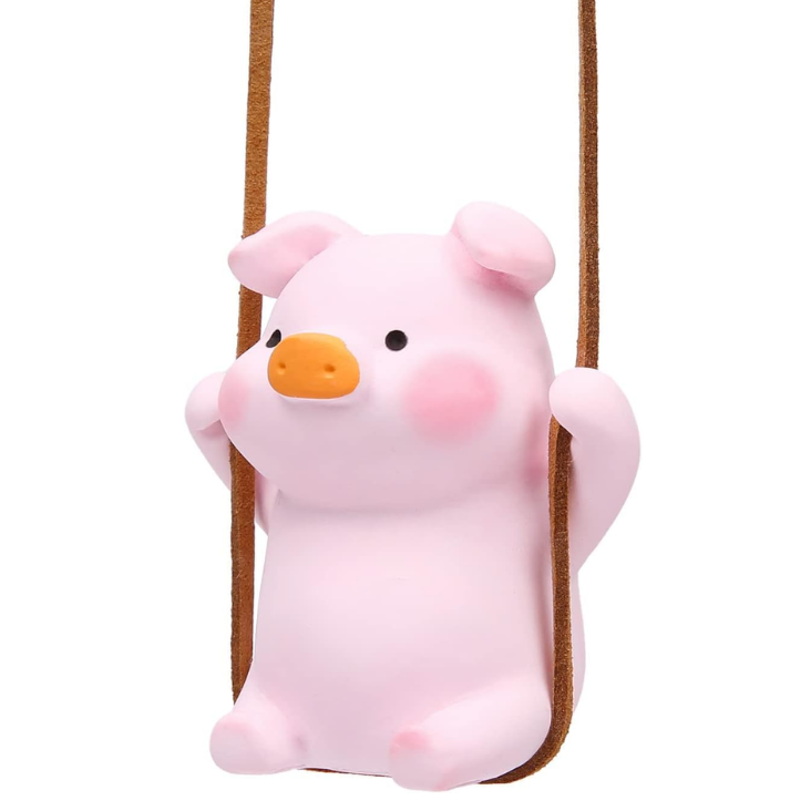 Super Cute Swinging Pig Car Mirror Hanging Ornament Car Interior Accessories Pig photo 1