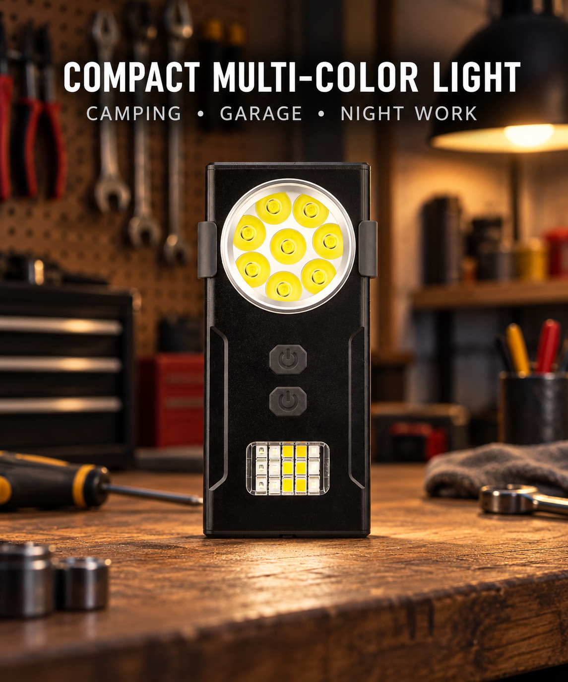 Rechargeable Magnetic Type C LED Work Light Base D85 2000LM Red Blue Warning Camping Lantern photo 7