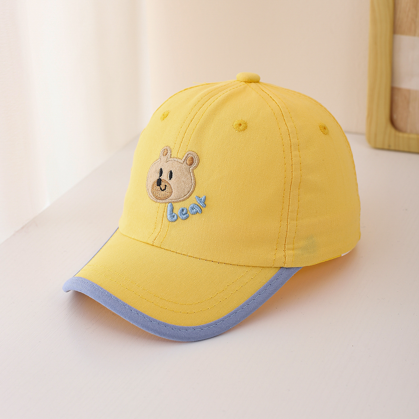 Children's Multi-color Edge-stitching Cartoon Bear Letter Embroidery Adjustable Cute And Versatile Baseball Cap Suitable For Going Out For Shopping photo 5