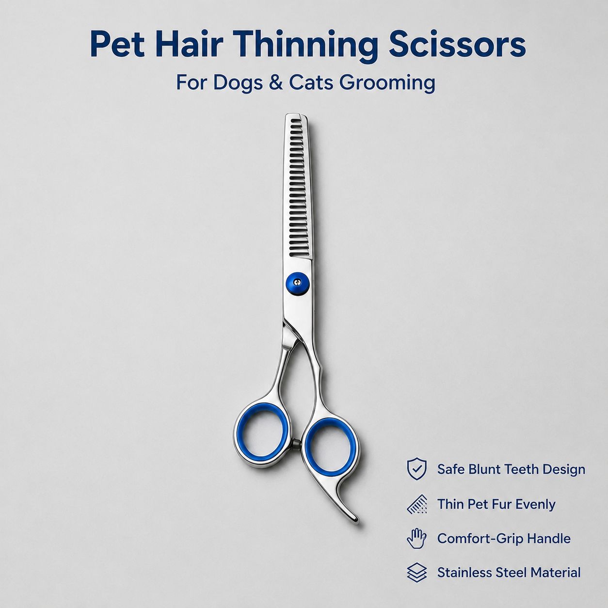 Pet Grooming Scissors Kit, 4 In 1 Professional Stainless Steel Dog Cat Grooming Shears Set, Straight & Curved & Thinning Scissors With Metal Comb & Storage Case, Safe Home Pet Hair Trimming Tool For photo 4