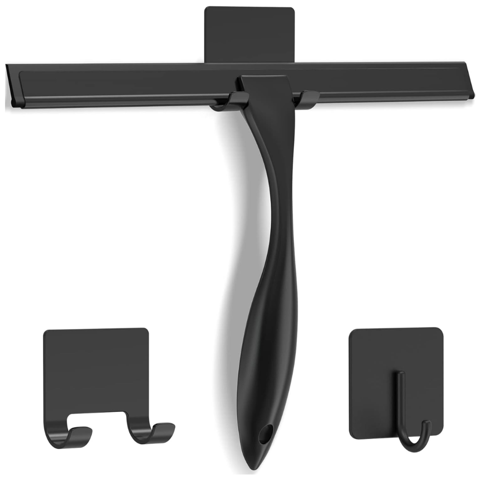 All-Purpose Stainless Steel Shower Squeegee For Shower Glass Door With 2 Adhesive Hooks photo 3
