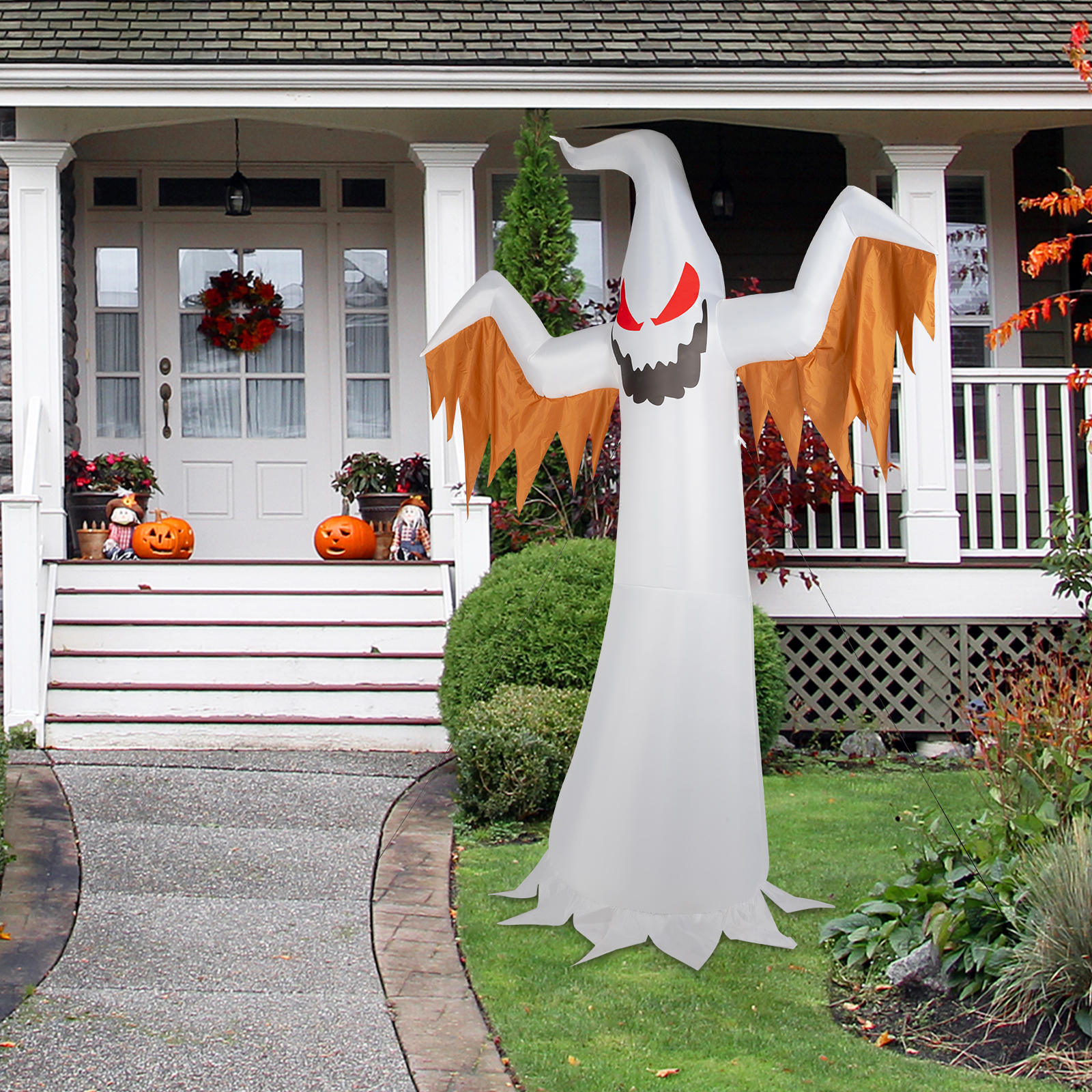 Replace 50904039 12ft 4pcs LED Lights Giant Scary Ghost Flames And Flashing Red Eyes Inflatable Halloween Decoration photo 2