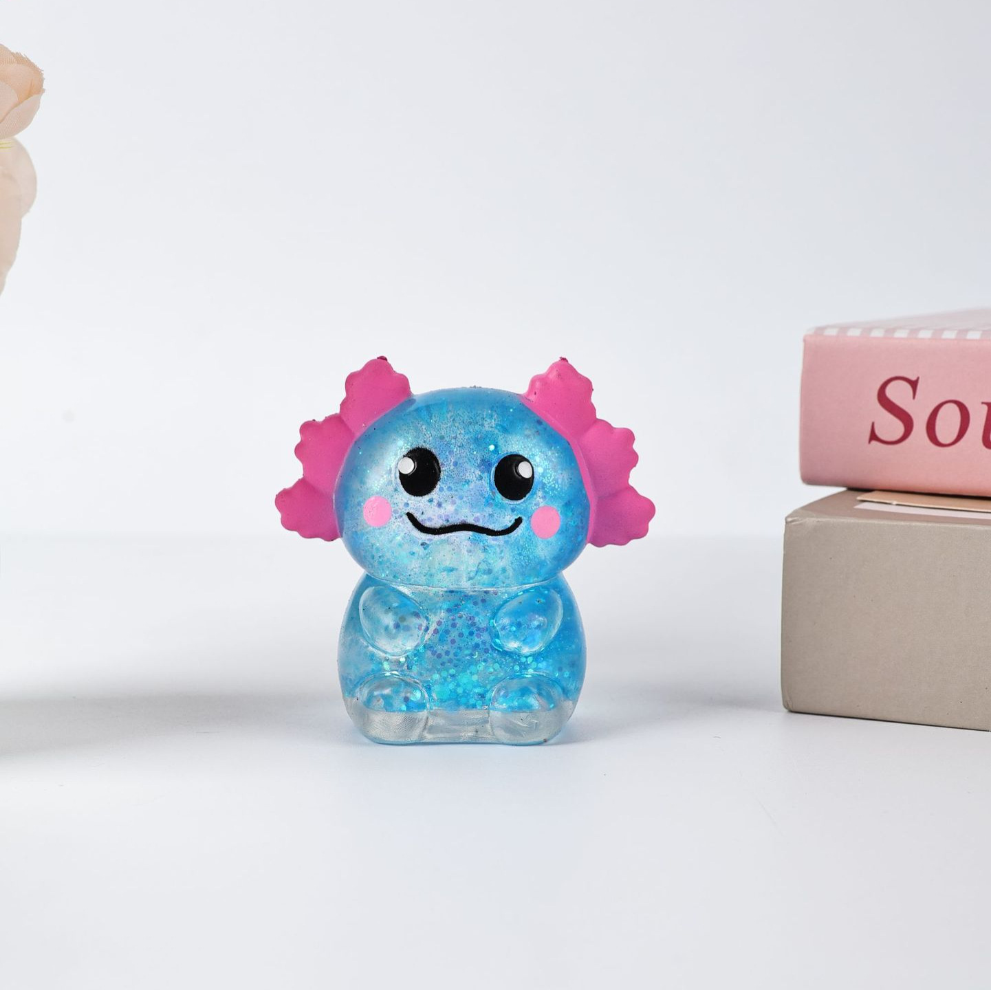 1PCS Glitter Axolotl Squishy, Slow Rising Squeeze Toy, Cute Axolotl Fidget Toy For Stress Relief, Calming Sensory Toy For Kids Adults, Party Favor Gifts photo 3