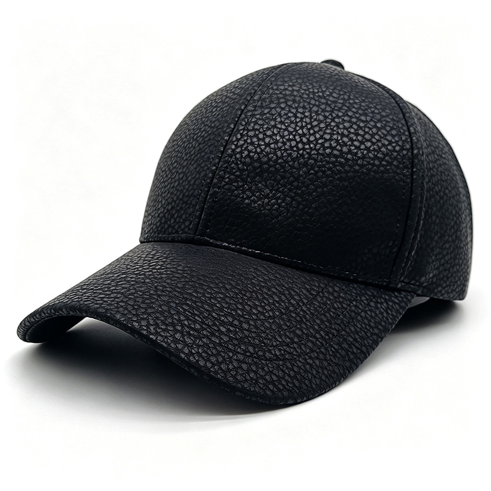 Spring And Autumn Glossy Lychee-patterned PU Leather Baseball Cap, Simple And Stylish, Versatile And Durable. Hard-top Baseball Cap With A Brim, Suitable For Casual Wear And Versatile Applications photo 3