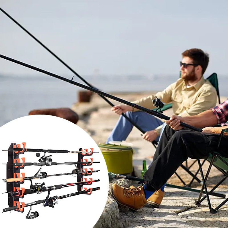1Pair Fishing Pole Rod Holder 10 Reel Ceiling Or Wall Mount Garage For Storage photo 3