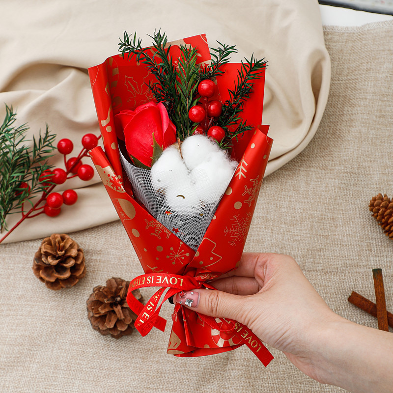 Handmade Pipe Cleaner Christmas Mini Bouquet Santa Snowman Xmas Ornaments Finished Table Decorations For Gift Box Matching Christmas Eve Home Decor photo 8