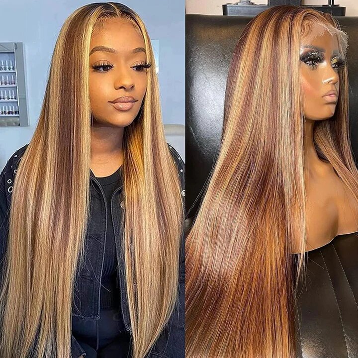 13x4 Straight Human Hair Lace Front Wig P4 27, Density photo 1