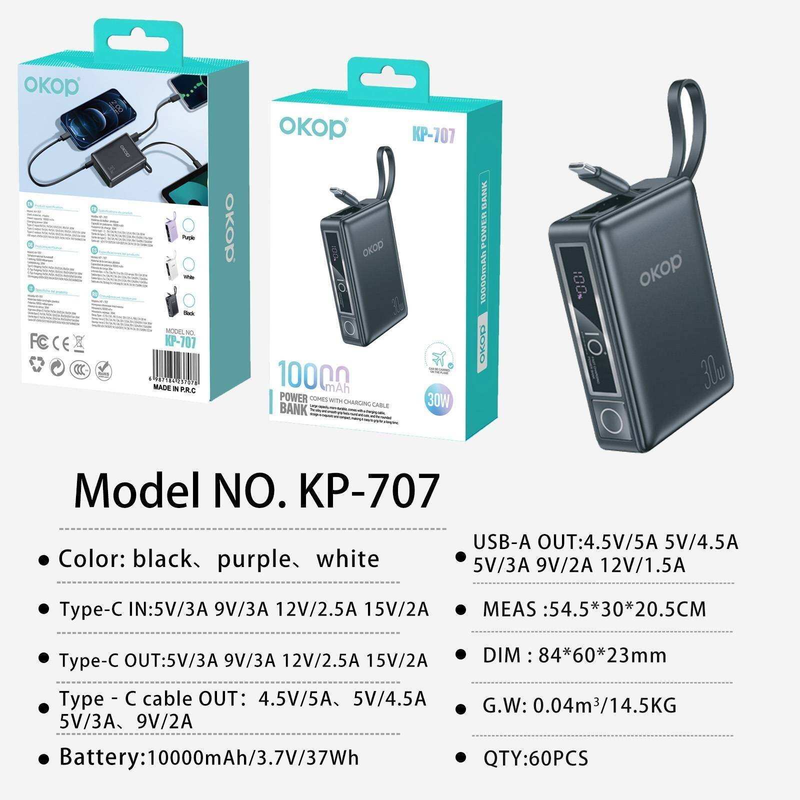 KP-707 Best-selling Power Bank Compact And Portable 10,000mAh High Capacity Long Battery Life Digital Display In Stock photo 5
