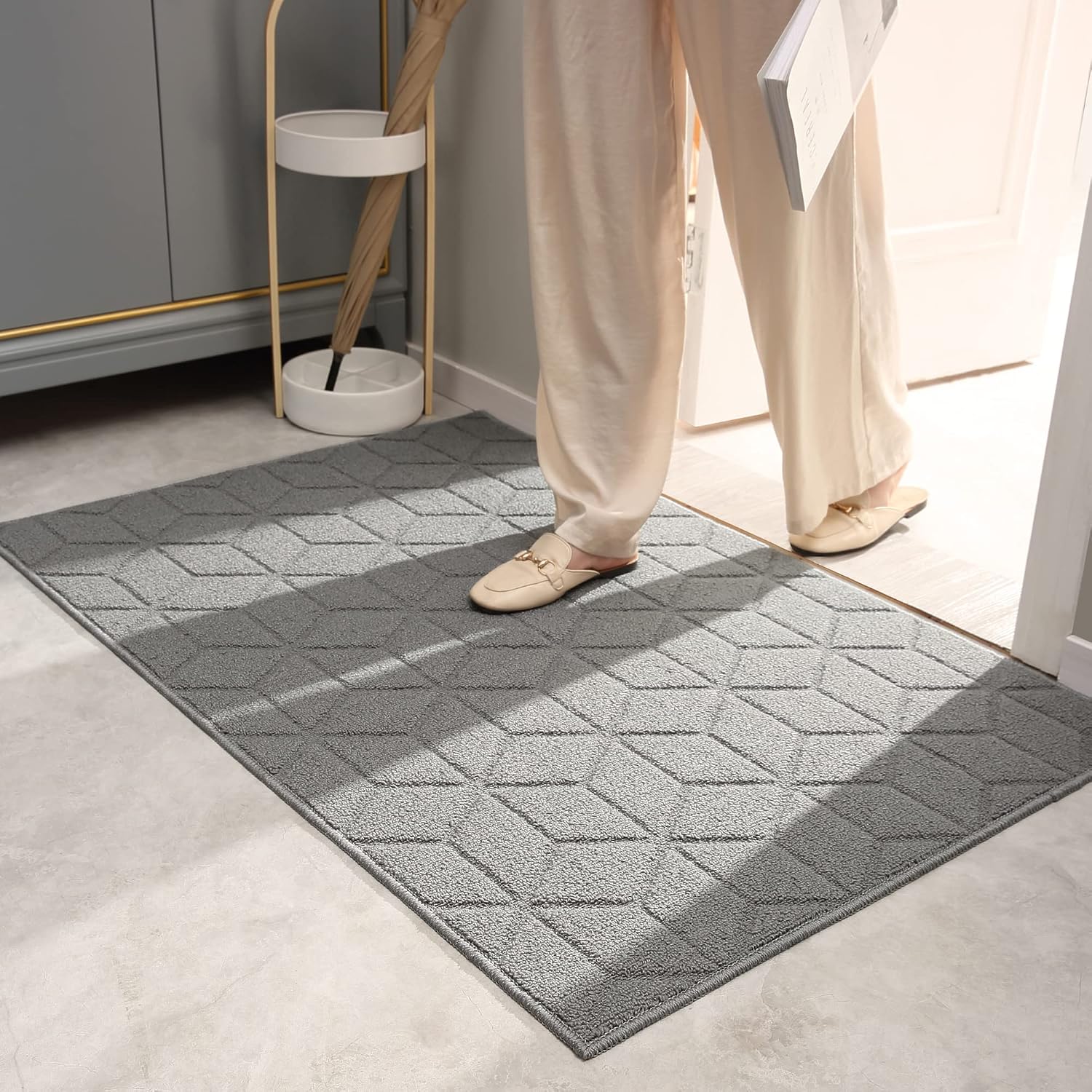 Grey Indoor Welcome Door Mat 20x32 Inch, Entrance Floor Mat For Front Door, Entryway, Hallway And Home photo 5