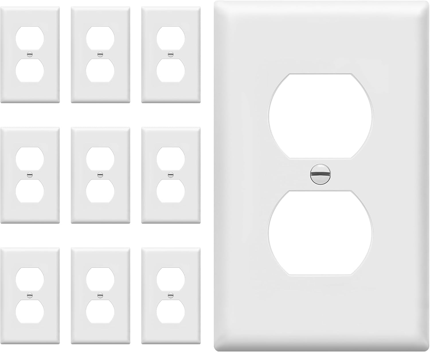 Duplex Wall Plates 10 Units, White Electrical Outlet Covers For Standard Wall Switches And Home Electrical Fixtures photo 1