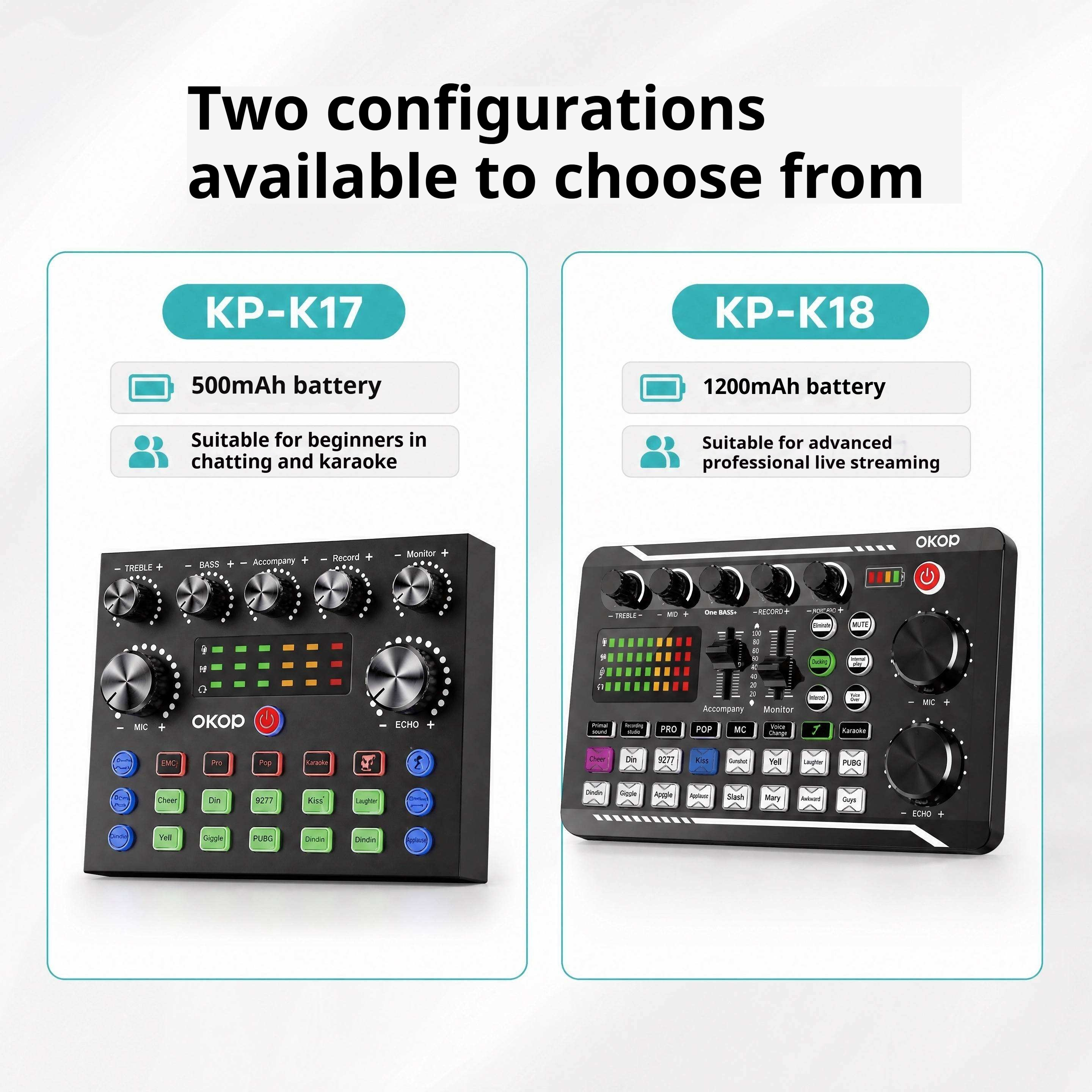 KP-K17 18 New Multifunctional Live Streaming Sound Card Features Special Effects Voice Changing Adjustable Settings Karaoke Recording Modes And Noise Reduction Factory Direct Stock photo 4