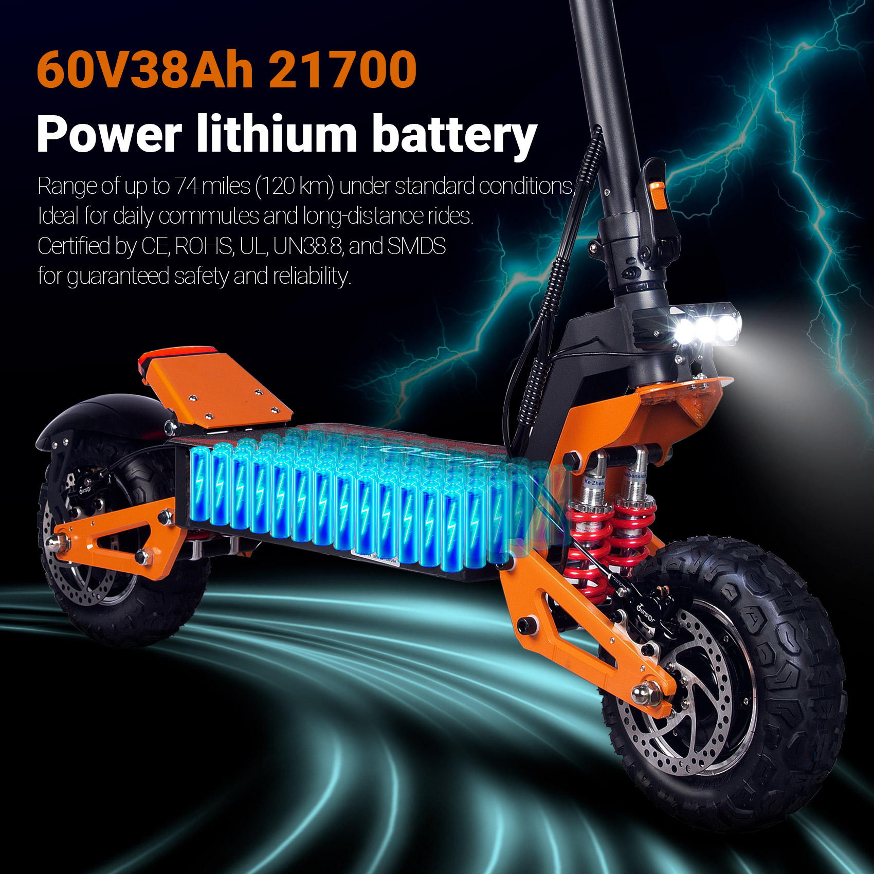 X5 Pro 3000W 60V 40Ah 11 Inches Off Road Eletric Scooter With NFC photo 2