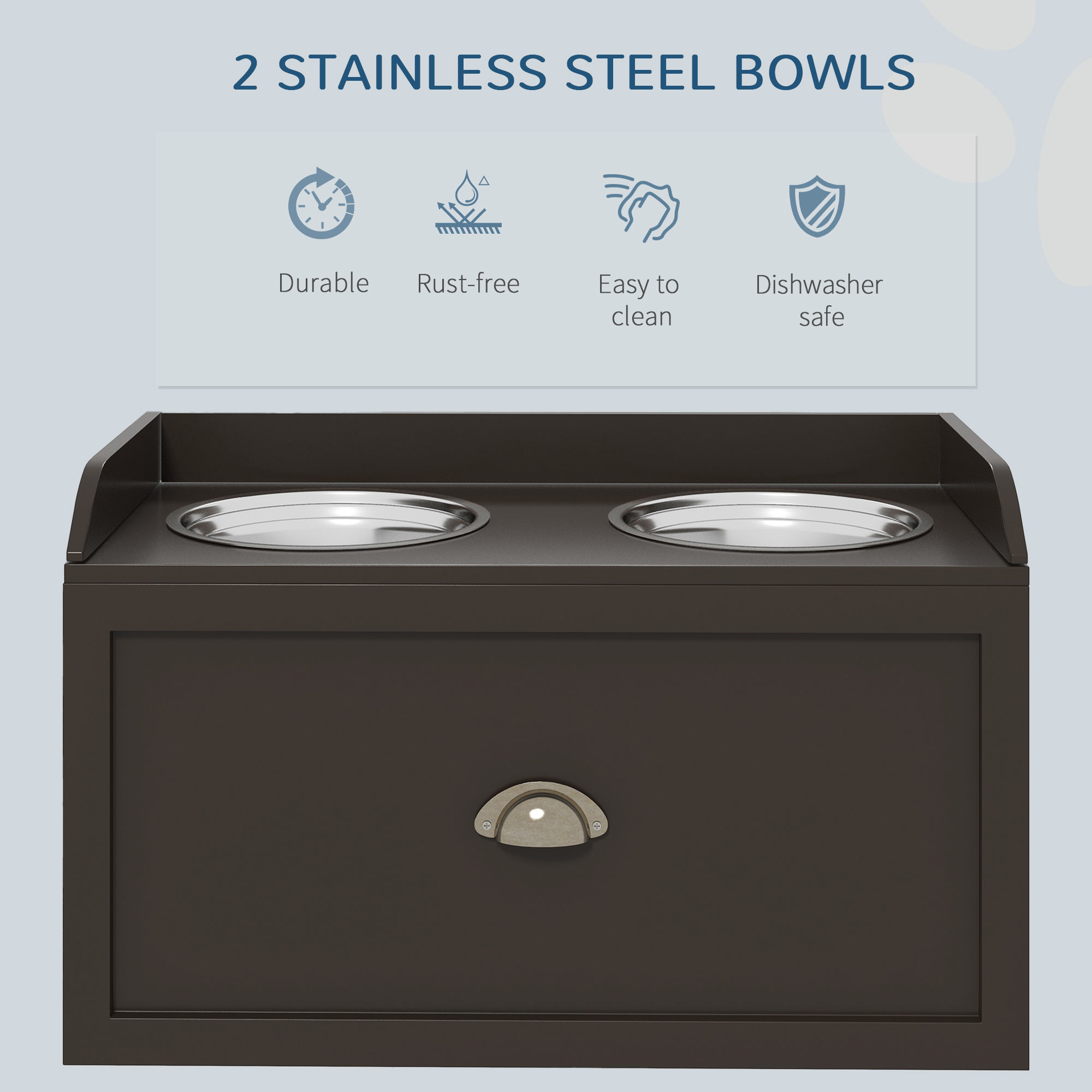 Stainless Steel Raised Dog Bowls, With 21L Storage Drawer For Large Dogs - Grey photo 5