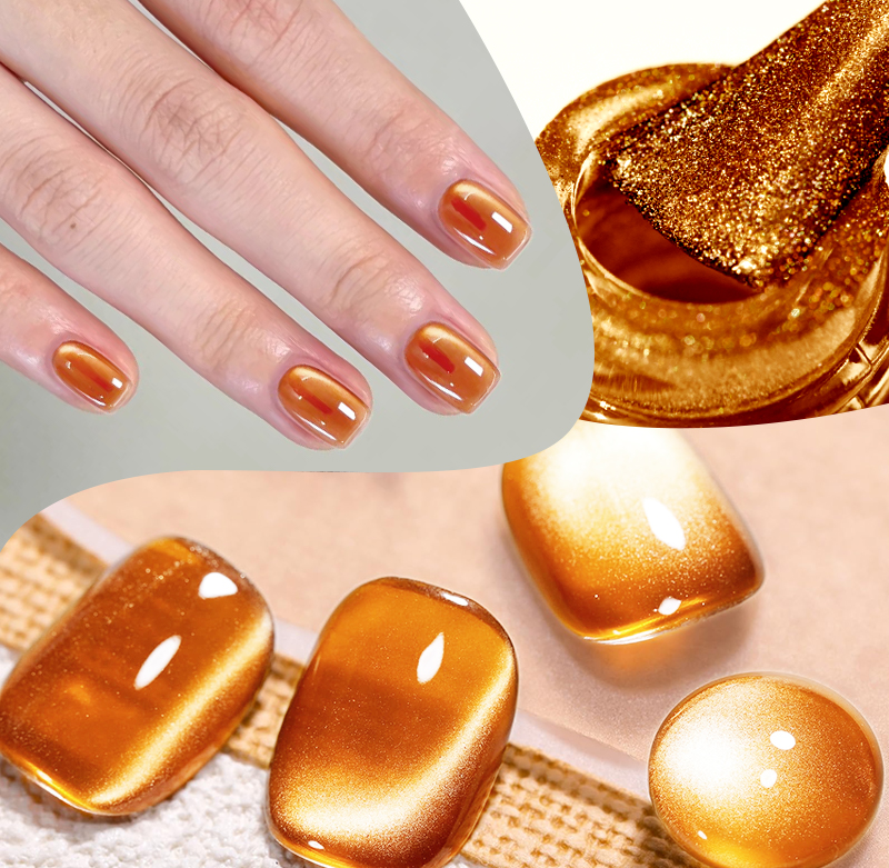 MS RAINBOW Amber Gold Cat Eye Gel Polish 04, Magnetic Nail Gel, 8ml Soak Off UV LED Nail Art Gel photo 3