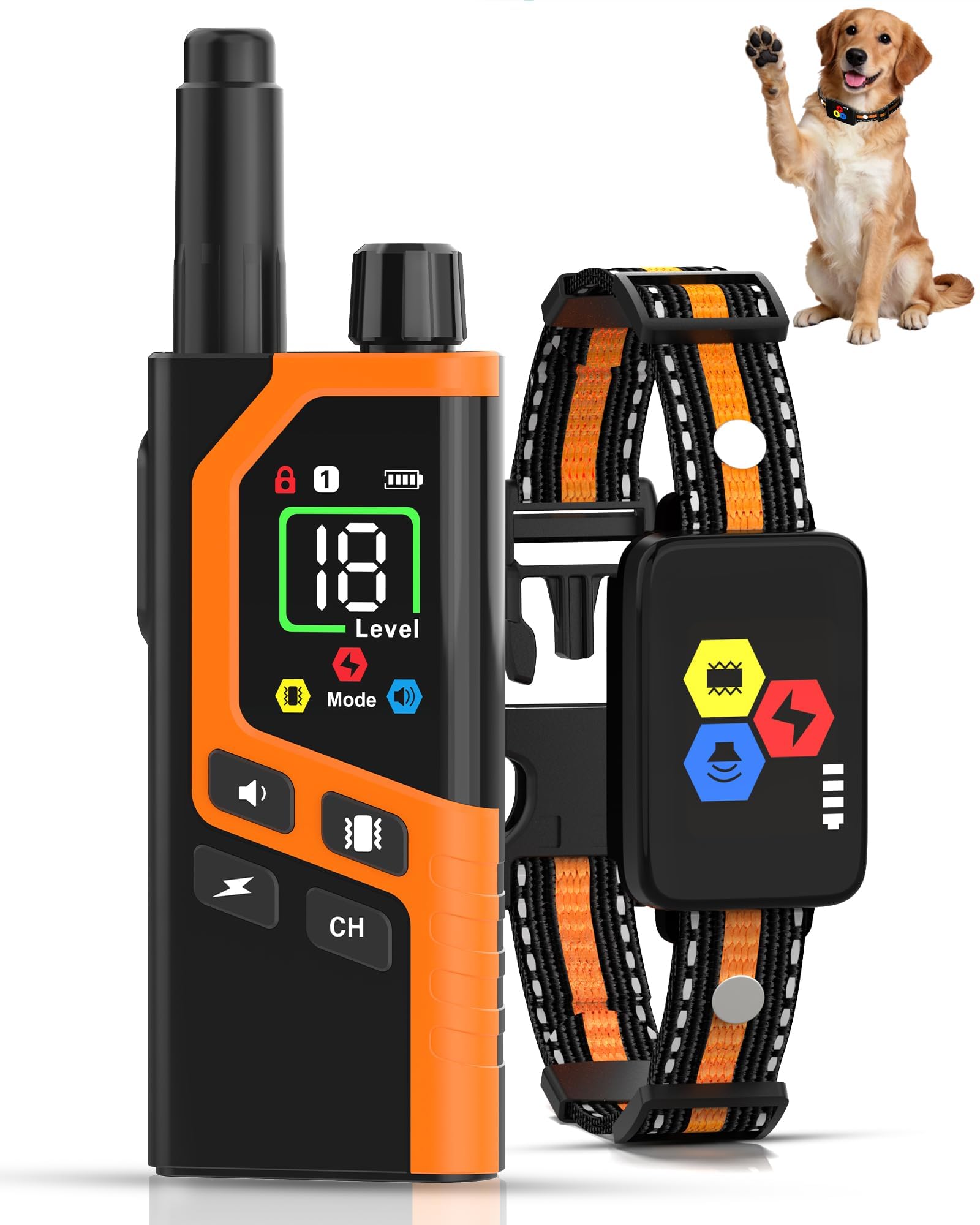 Dog Shock Collar, Dog Training Collar With Remote For 10-120lbs Dogs 4 Training Modes, Beep, Vibration, Shock, No-Shock, IP67 Waterproof ECollar For Small Medium Large Dogs, Electric Dog Collar photo 1