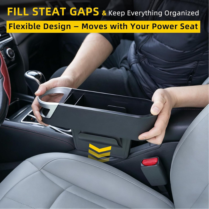 2 Pack Car Seat Gap Organizer With Cup Holder, PU Leather Car Storage Box, Fill Gap  Stop Dropping, Driver Passenger Side, Easy Install, Fits Most Vehicles photo 4
