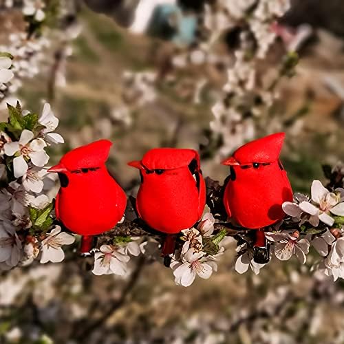12-Piece Red Cardinal Clip-On Christmas Tree Ornaments With Feather Design 2.8-Inch Holiday Decorations photo 7