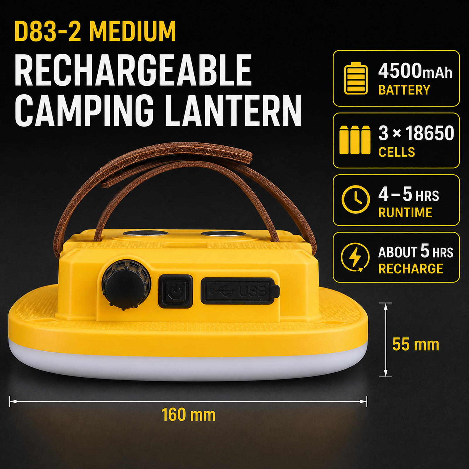 D83 2 Camping Lantern 4500mAh Magnetic Mount Hanging Hook Stepless Dimming Type C For Outdoor photo 6