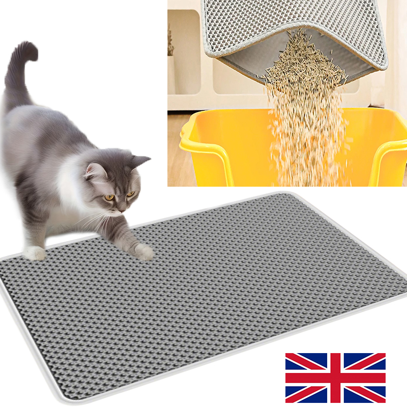 Large Double Layer Cat Litter Mat Non-Slip Pad For Cats Litter Box, Paw Clean UK photo 1