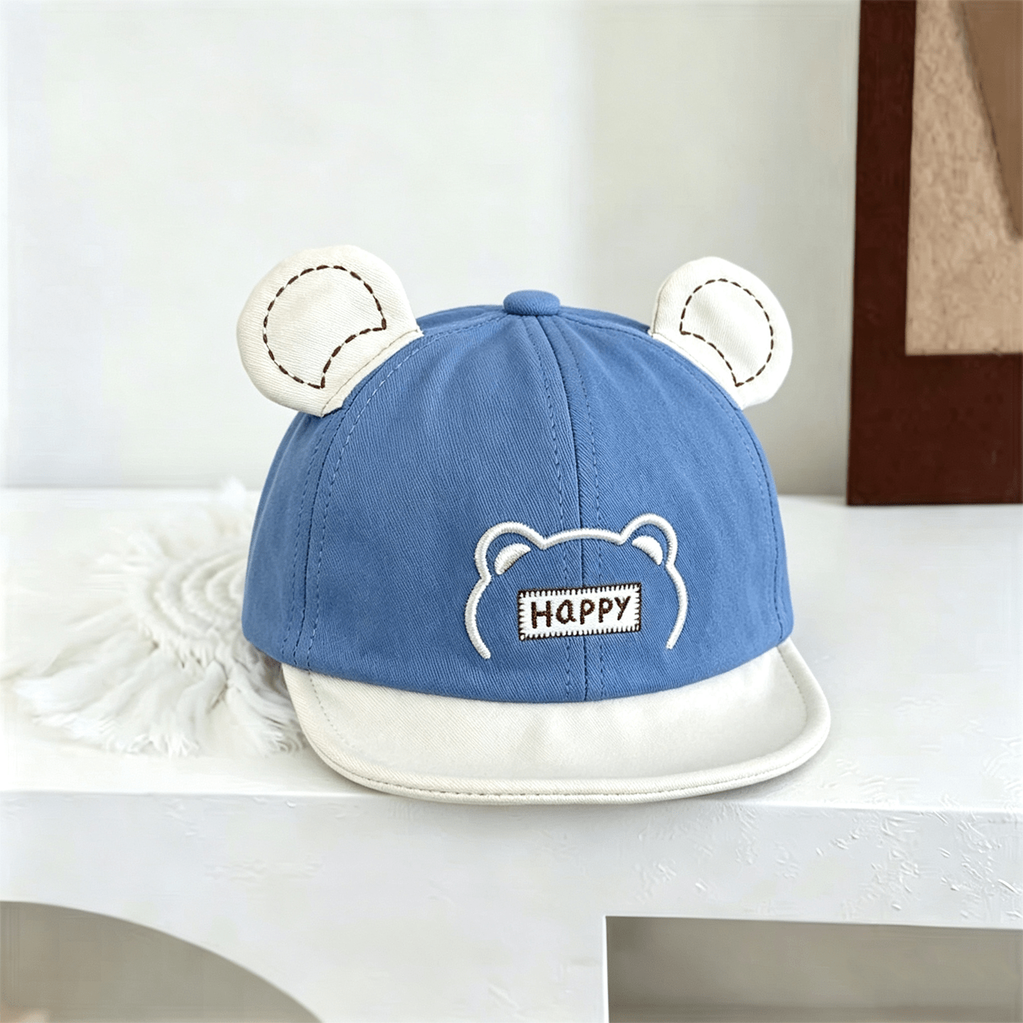 Baby-style Multi-color Three-dimensional Bear Ears Happy Embroidered Soft Brimmed Sun Protection Comfortable And Cute Style Baseball Cap Suitable For Daily Use photo 5