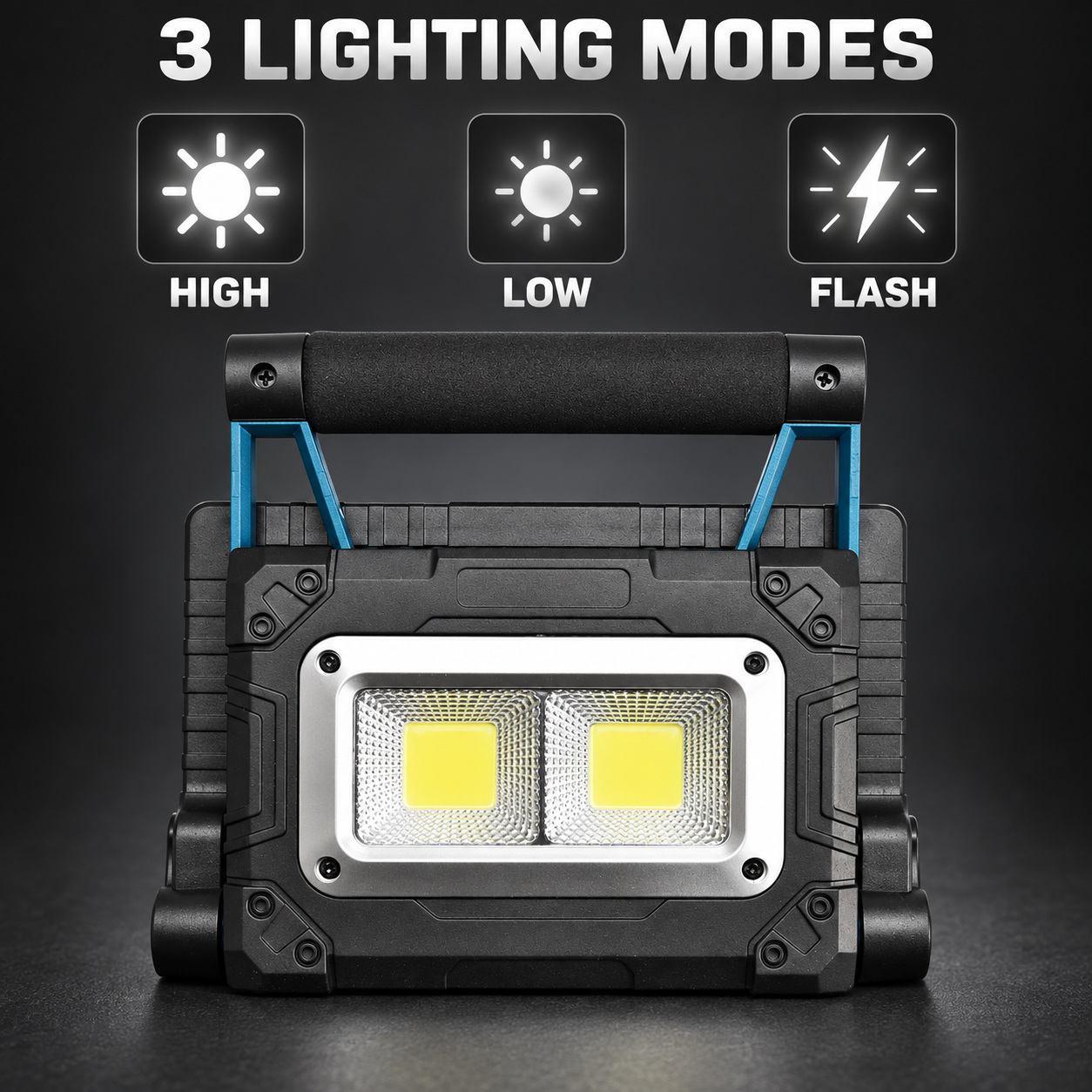 Solar Powered Rechargeable Magnetic Battery Display LED Flood Light W875 2 3600mAh 30W Work Lamp photo 5