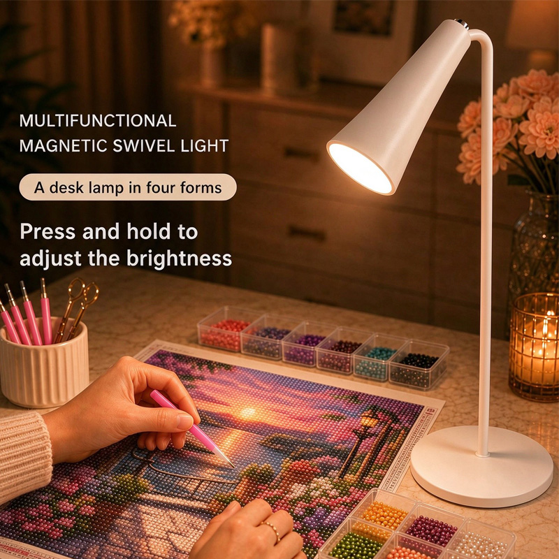 4in1 Magnetic LED Desk Lamp, Cordless Wall Mount Light, Portable Flashlight & Night Light, Stepless Dimming, 3 Color Modes, Rechargeable, Eye Care Reading Lamp For Bedroom, Desk, Nail Art photo 3