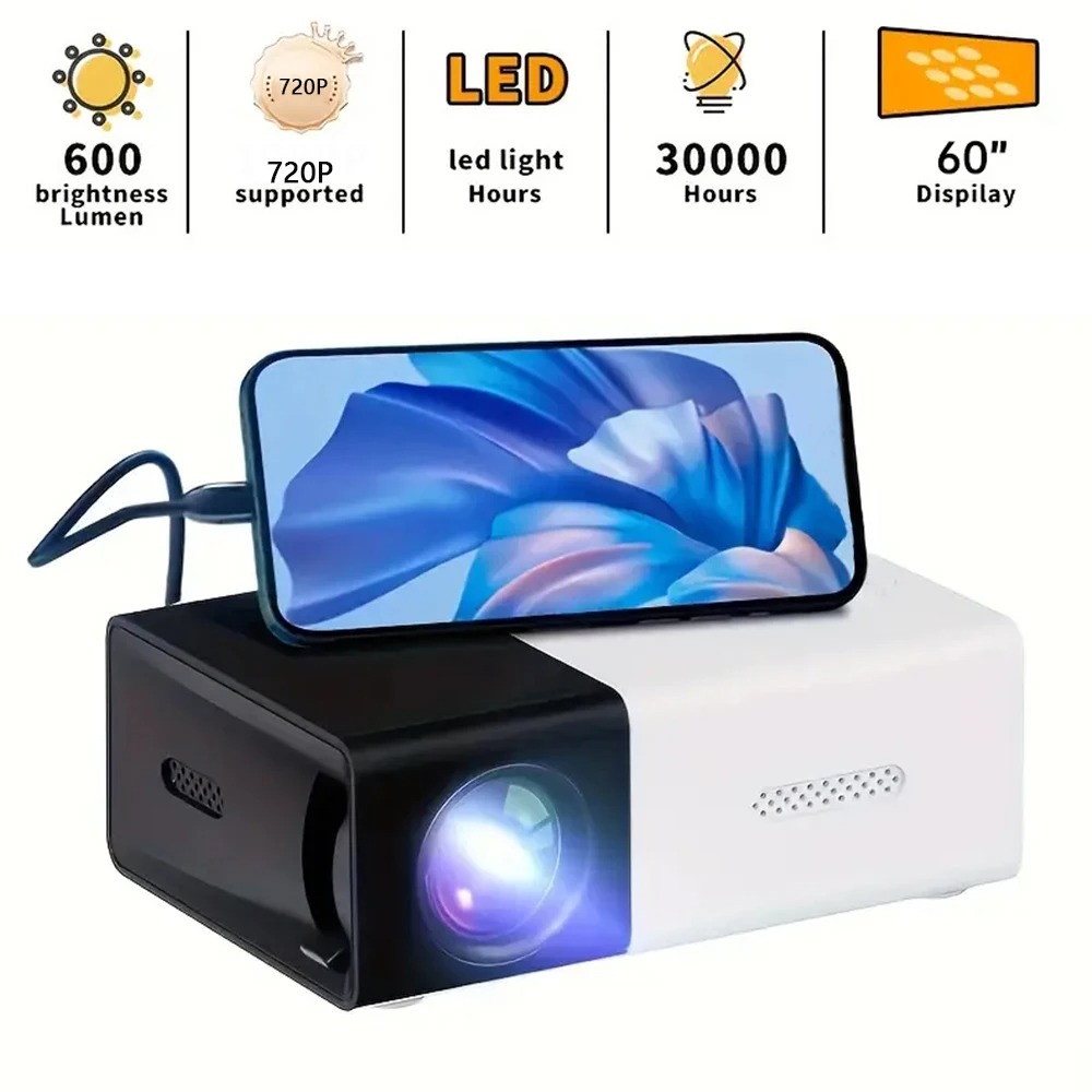 Portable Wired Mobile Phone Projector With Extendable Stand, LED Mini Home Video Device, 1080p HD Screen, USB SD AV HD photo 2