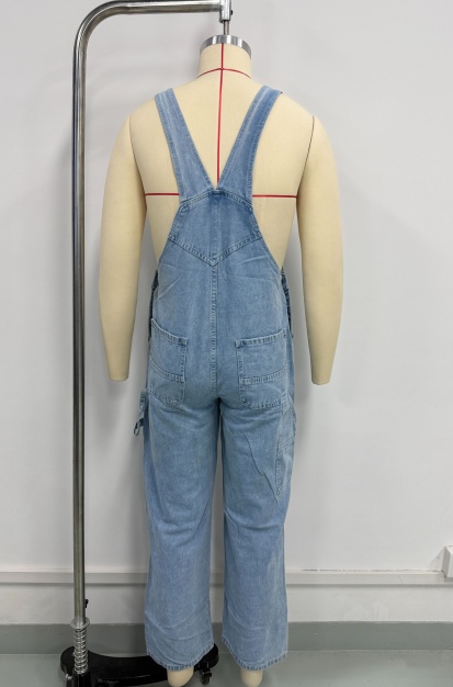 Light Wash Mens Denim Overalls Distressed Baggy Loose Fit Bib Dungarees Vintage Streetwear US Ready Stock photo 2