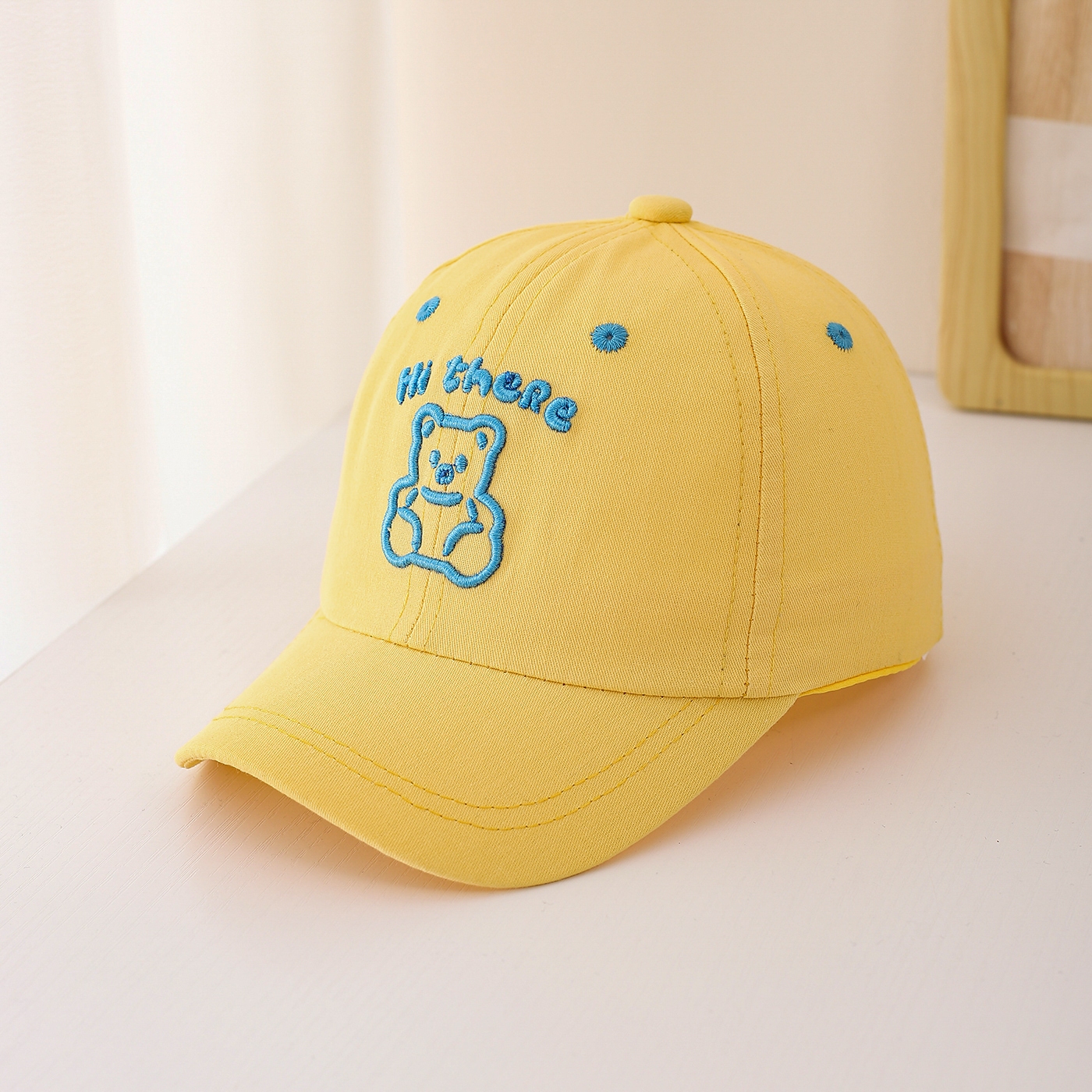 Children's Single-color Cartoon Teddy Bear Letter Embroidery Adjustable Fashionable And Simple Baseball Cap, Suitable For Traveling And Shopping Outside. photo 3