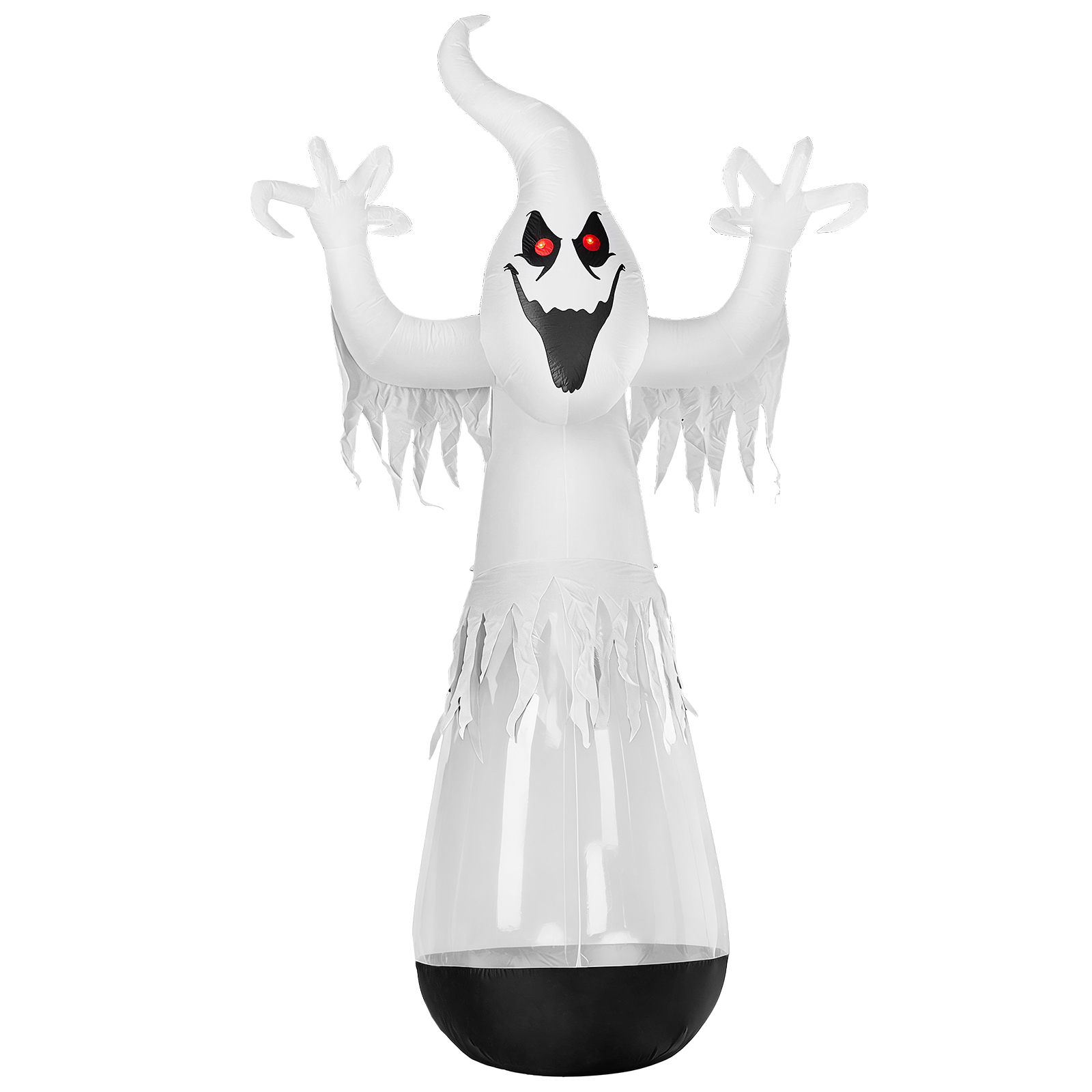 12ft Inflatable Halloween Decor Half-Body Clear PVC White Ghost With 2 LED Lights & 1 Stage Light,Black & White,12V 2000mA US Power Adapter photo 5