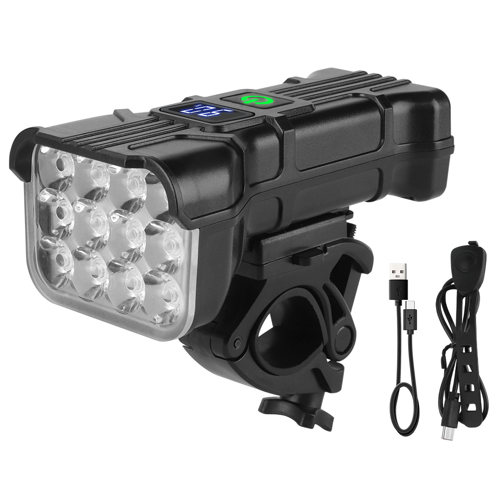 12 LED Bike Light With Horn Rechargeable Bicycle Front Light  Bicycle Head Lights Cycling Bike Safety Lamp For Night Riding photo 1