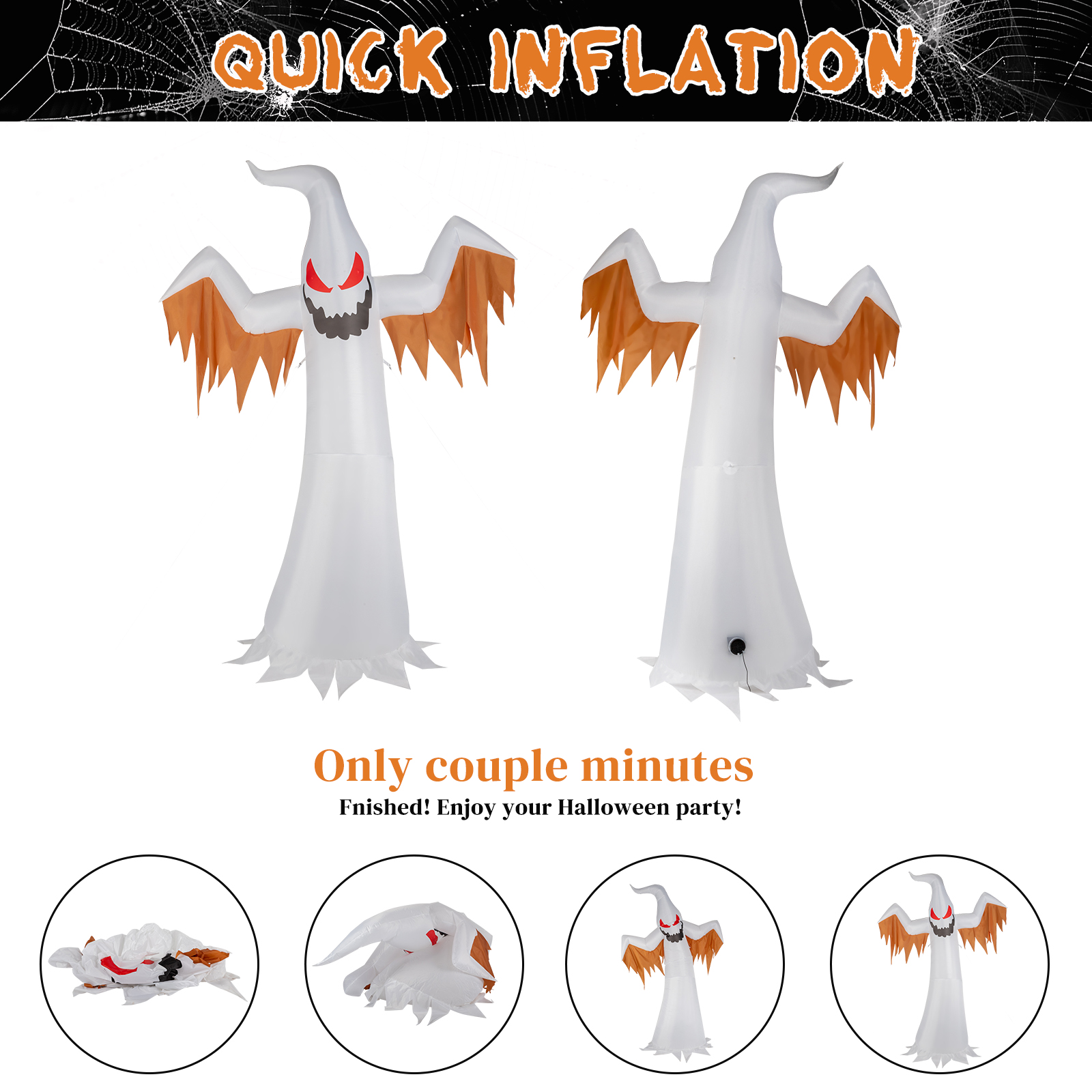 Replace 50904039 12ft 4pcs LED Lights Giant Scary Ghost Flames And Flashing Red Eyes Inflatable Halloween Decoration photo 4