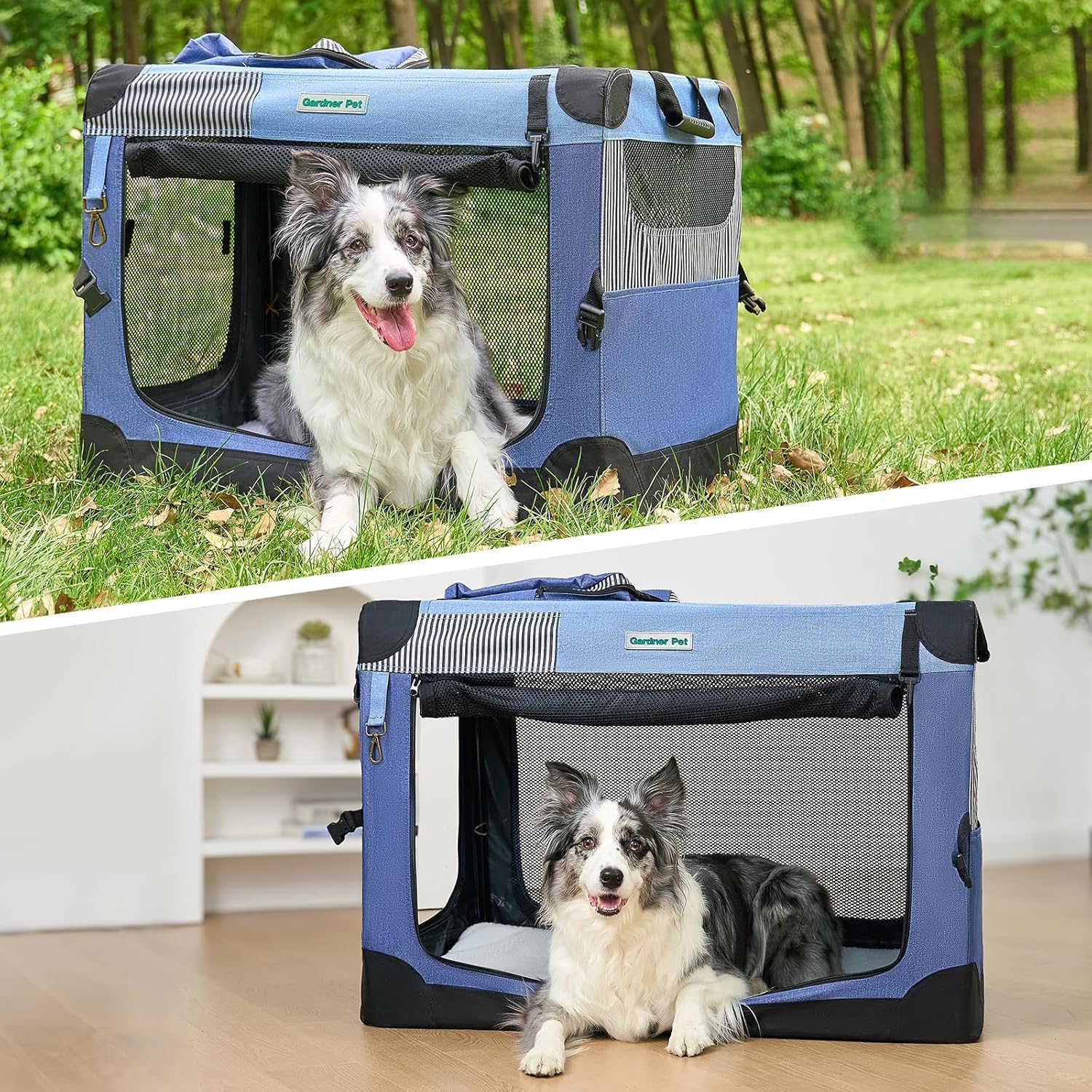Gardner Pet Foldable Dog Crate, Grey, 66 X 48 X 48 Cm, Cats And Dogs Up To 15 Kg photo 1