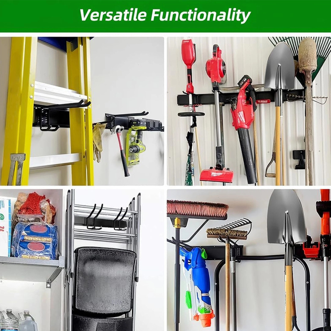 NEW 3x Garage Garden Tool Holder Storage Rack Shed Wall Mounted Organiser Long Hooks photo 8