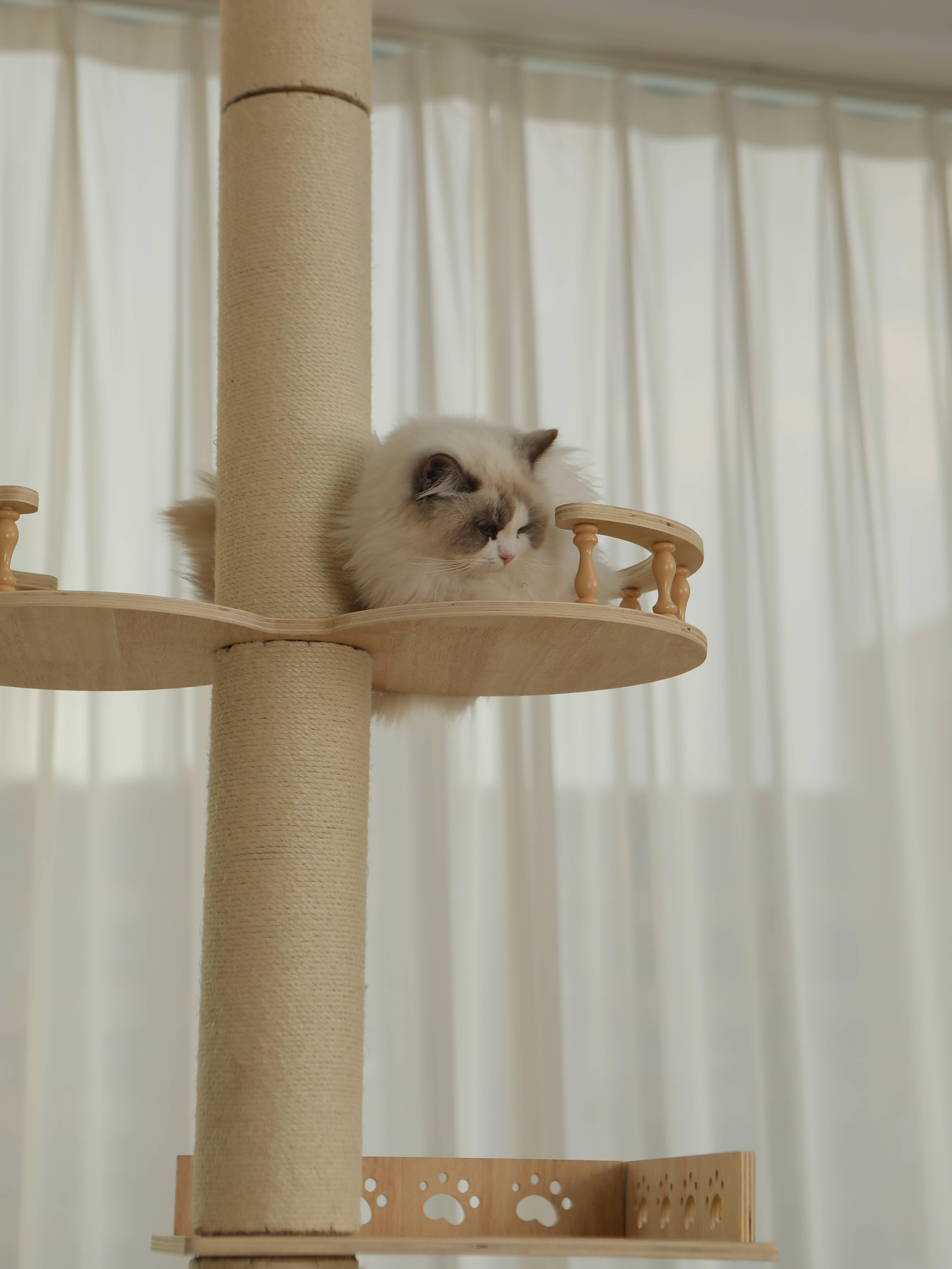 5-Tier Adjustable Cat Tree Tower-Hemp Scratching Post, Perches, Sturdy Indoor-Outdoor Activity Center photo 4