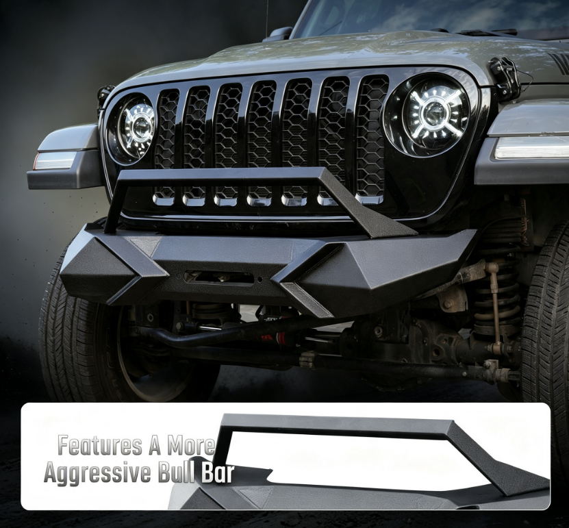 Steel Front Bumper Bull Bar Winch Plate For 2007-2017 Wrangler JK JKU photo 8