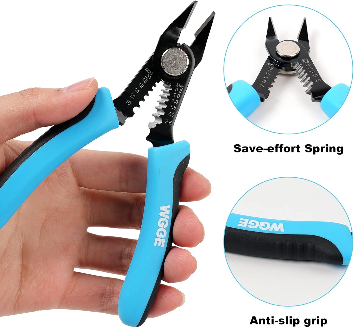 Precision Flush Wire Cutter & Stripper, 10-20 AWG, 6-Inch High-Carbon Steel Tool With Spring Handle & Angled Jaws For Electronics photo 2
