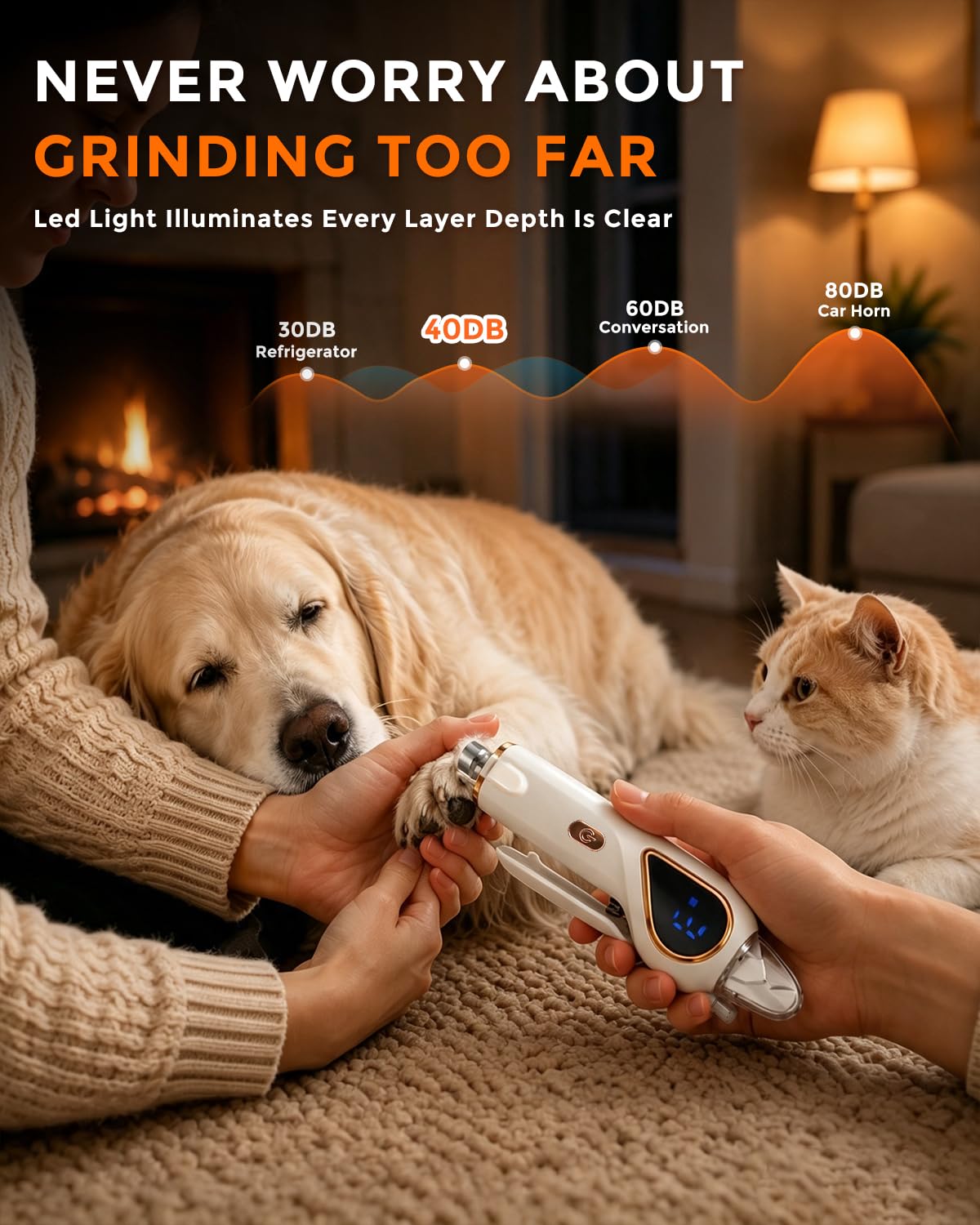 2-in-1 Dog Nail Clippers & Cat Grinder With Dual LED Lights 3 Speeds Grinder, Quick Sensor, Safety Guard, Safety Lock, Type-C, Low Decibel Grinder For Small Medium Large Dogs & Cats photo 7