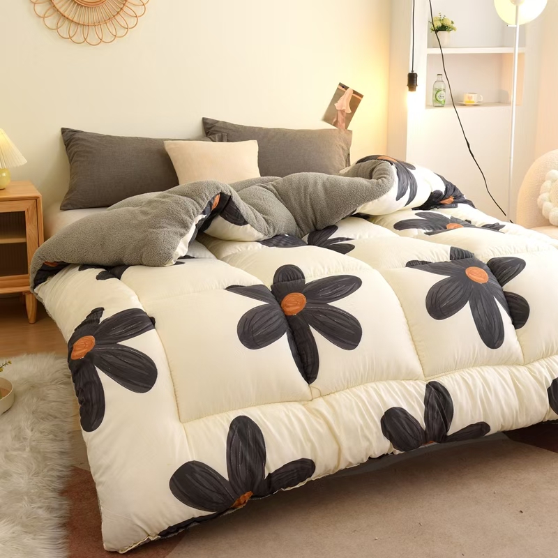 1PC Reversible Sherpa Comforter, Thick Fluffy Warm Bedding Quilt, Ultra Soft Plush Comforter For Bedroom photo 6