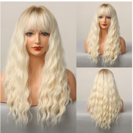 Wig Women's  Bangs Wavy Long Curly Hair photo 6
