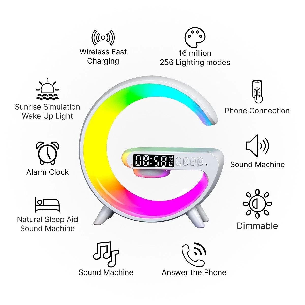 LED Smart G Lamp Intelligent Wireless Charger Bluetooth Speaker G Shape Lamp photo 2