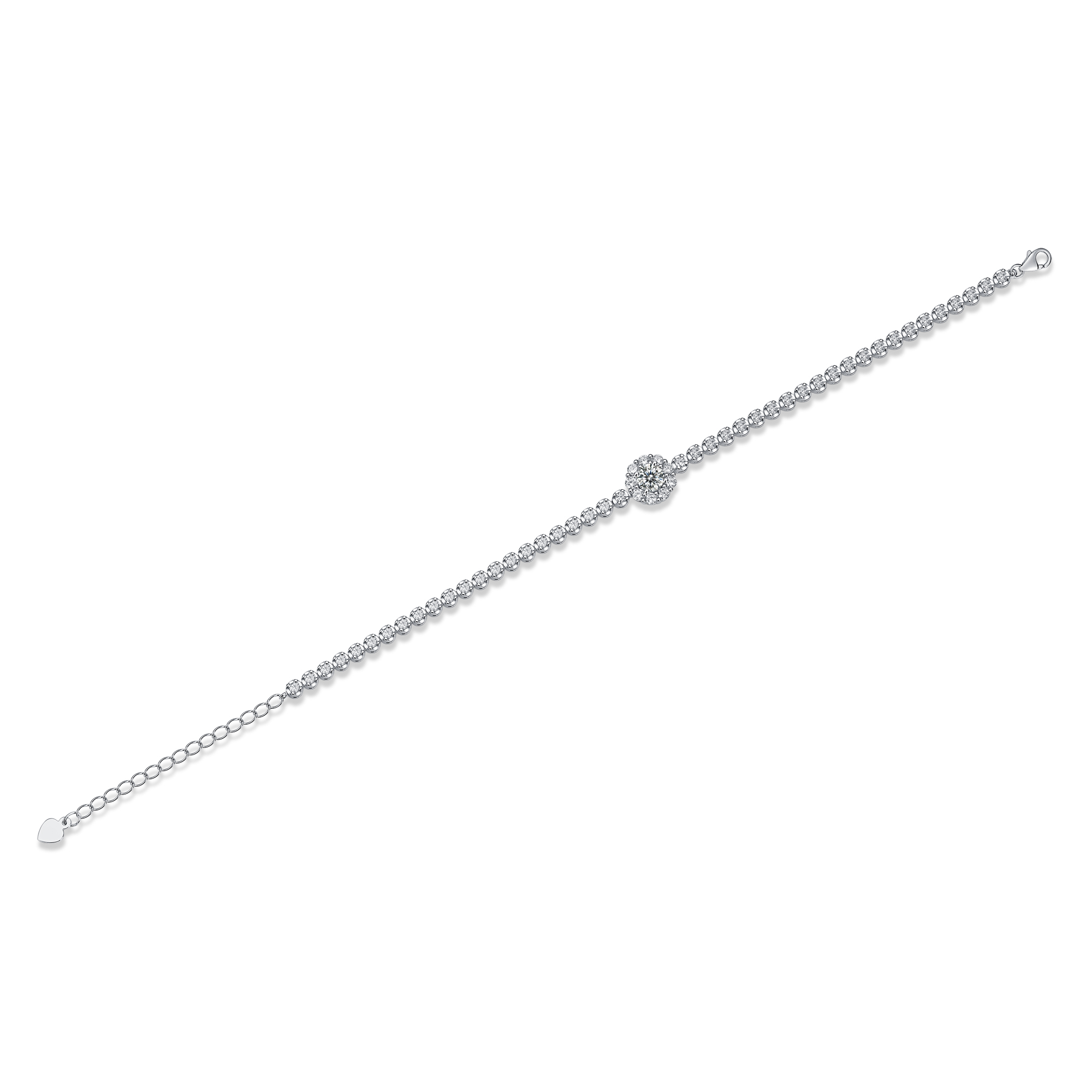 S925 Silver 7.4g Moissanite Tennis Bracelet, 0.5ct D VVS1 Halo, 16&5cm, GRA Certified photo 4